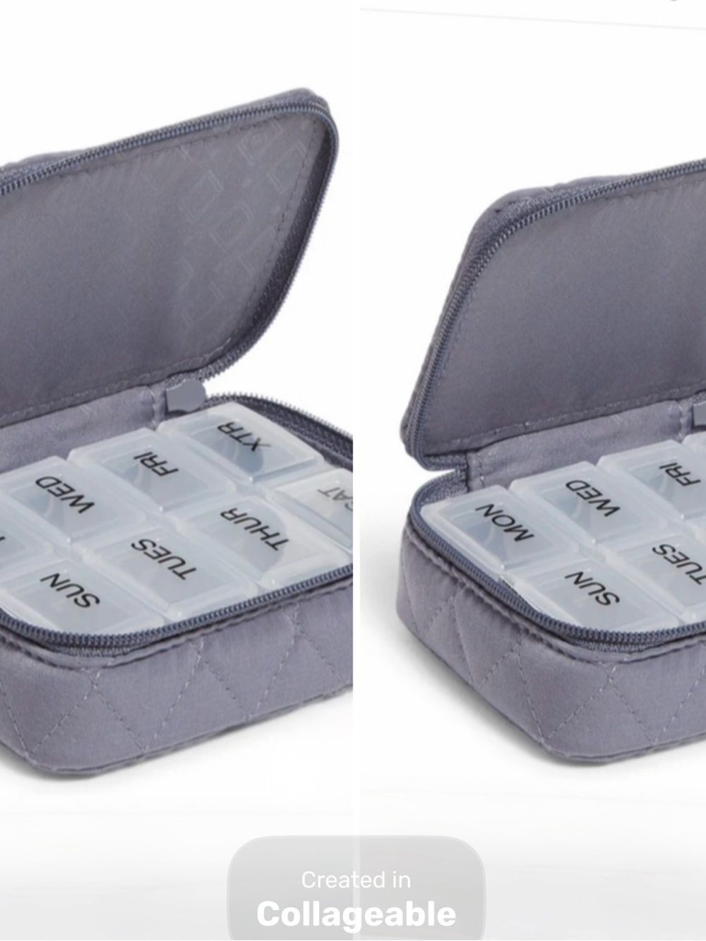 Vera Bradley Travel Pill Case Microfiber Carbon Gray Set of 2 NWT